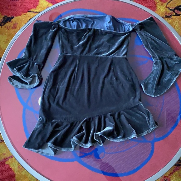 Grey Velvet Minidress. Size Small. - Picture 2 of 4